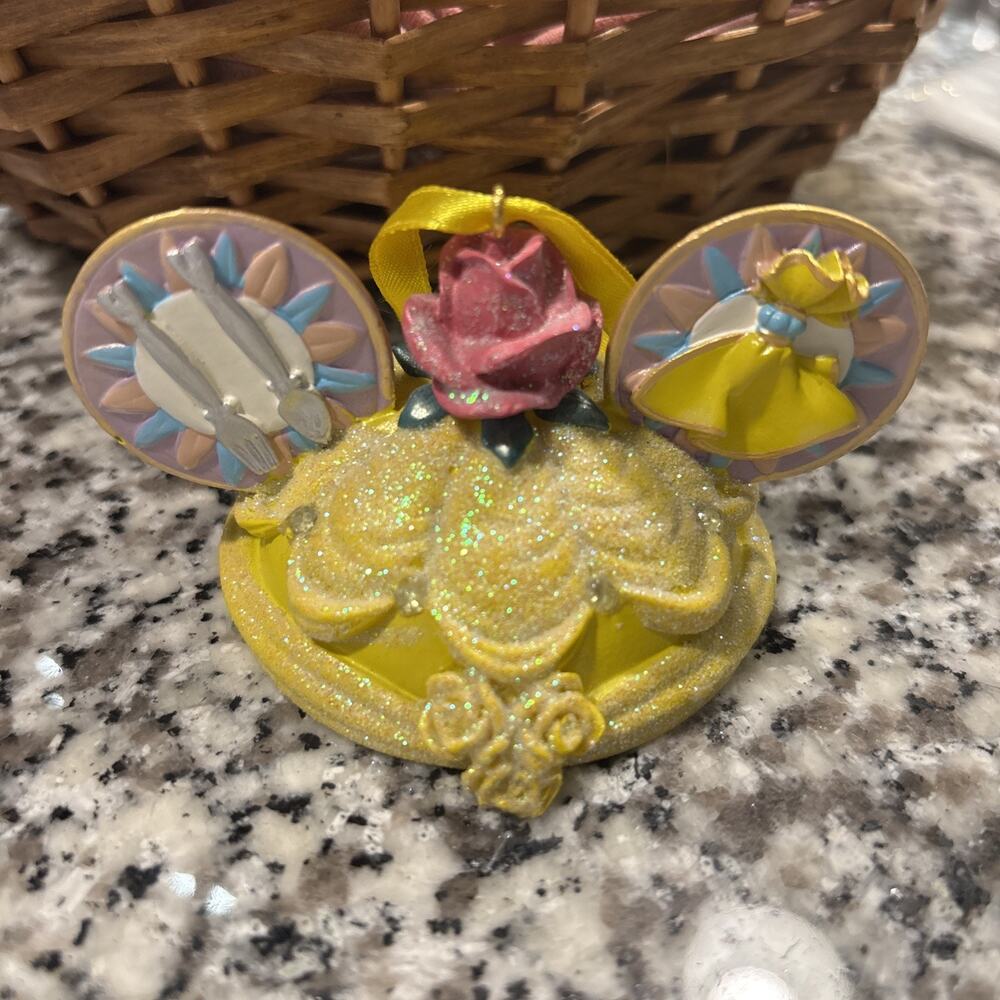 Beauty And The Beast BELLE Ear Hat Christmas Ornament Retired Disney Parks EUC